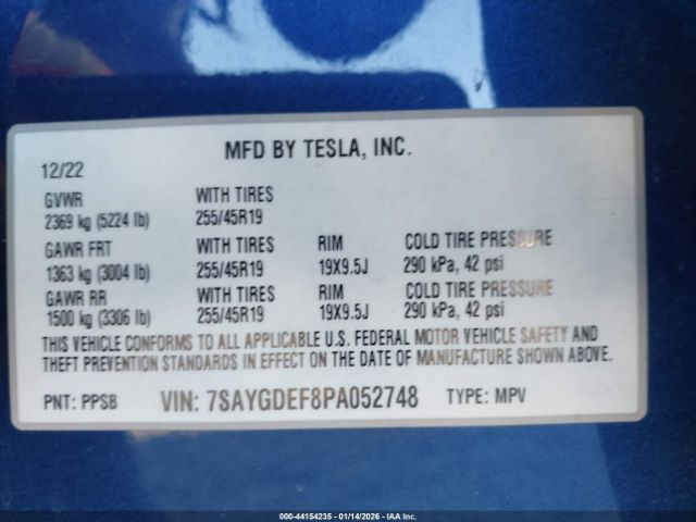 2023 TESLA MODEL Y 7SAYGDEF8PA052748 Photo 8