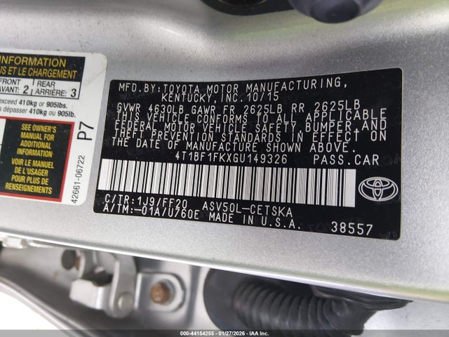 Toyota CAMRY SE 2016 4T1BF1FKXGU149326 Image 9