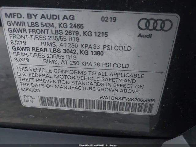 2019 AUDI Q5 WA1BNAFY3K2065598 Photo 8