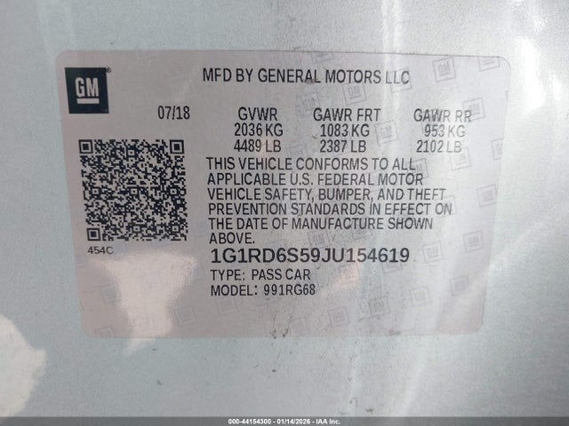 1G1RD6S59JU154619 Chevrolet Volt Premier