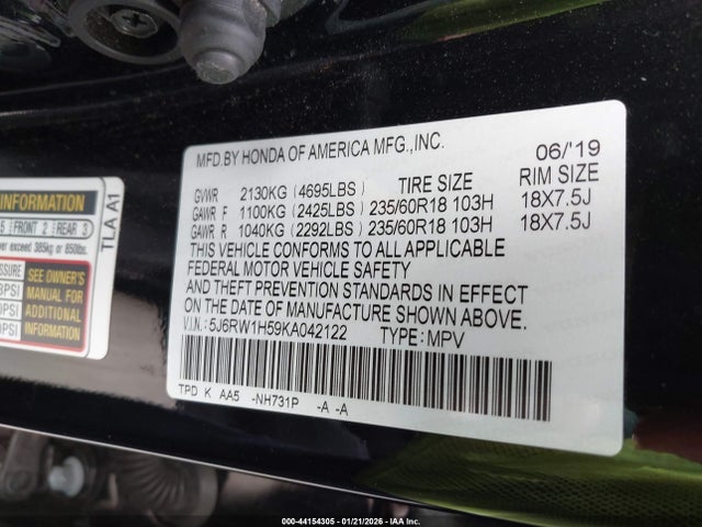 5J6RW1H59KA042122 Honda CR-V EX