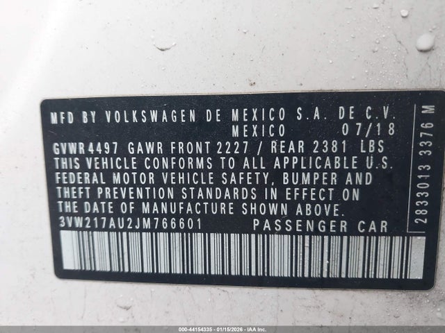 2018 VOLKSWAGEN GOLF SPORTWAGEN 3VW217AU2JM766601 Photo 8