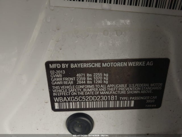 44154358 :رقم المزاد ، WBAXG5C52DD230181 vin ، 2013 Bmw 528i مزاد بيع