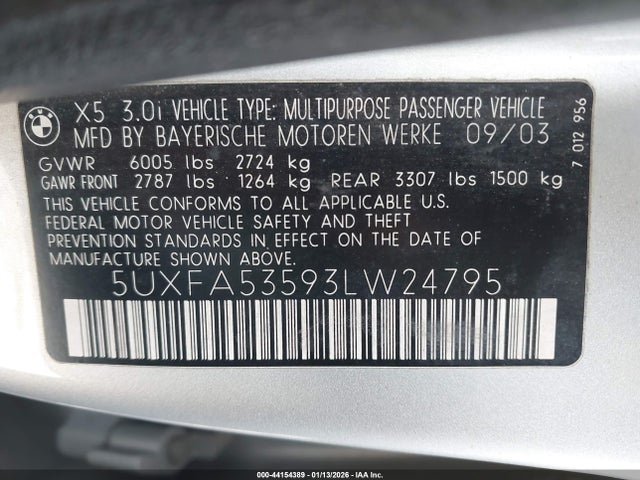 2003 BMW X5 5UXFA53593LW24795 Photo 8