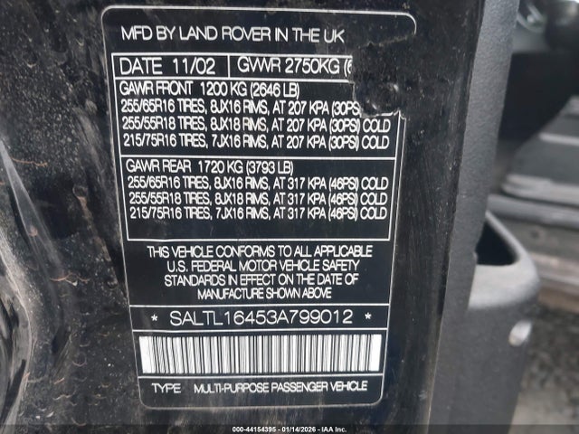 2003 LAND ROVER DISCOVERY SALTL16453A799012 Photo 8