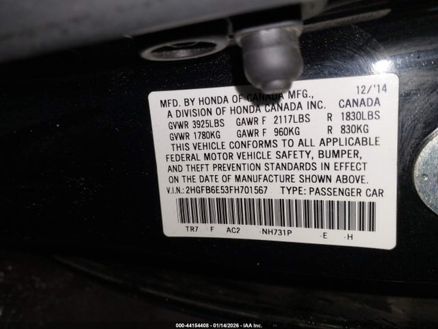 Honda CIVIC SI 2015 2HGFB6E53FH701567 Image 9