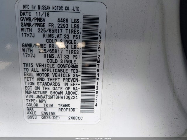 JN8AT2MT8HW136224 Nissan ROGUE S