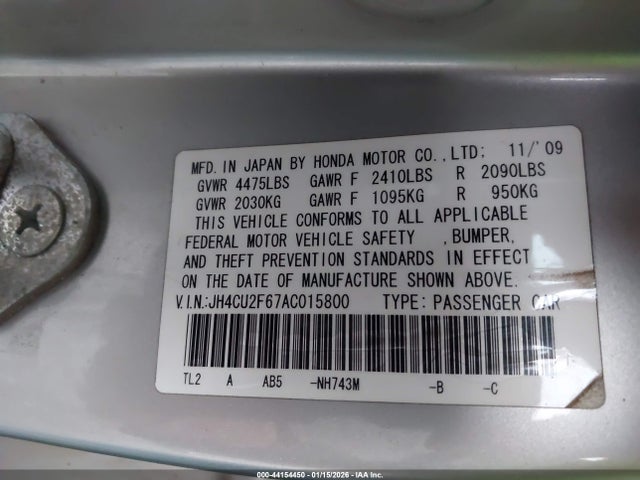 Aukcja sprzedaży 2010 Acura Tsx 2.4, vin: JH4CU2F67AC015800, numer aukcji: 44154450