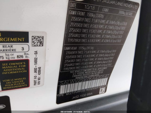 SALWV2SV7KA420540 Land Rover Range Rover Sport Hse Dynamic