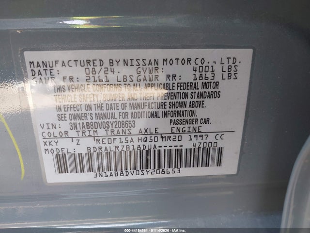 3N1AB8DV0SY208653 Nissan SENTRA SR