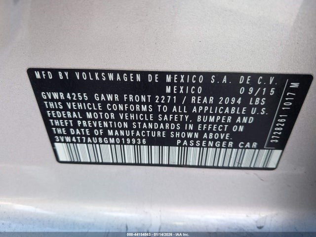 3VW4T7AU8GM019936 Volkswagen Golf Gti Autobahn 4-door