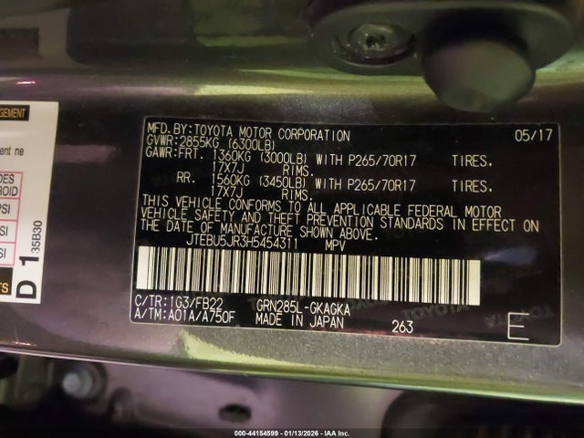 JTEBU5JR3H5454311 Toyota 4RUNNER SR5
