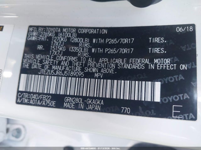 JTEZU5JR6J5189095 Toyota 4RUNNER SR5