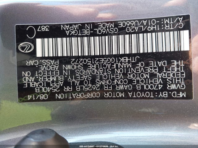 JTHBK1GG5E2150272 Lexus ES 350