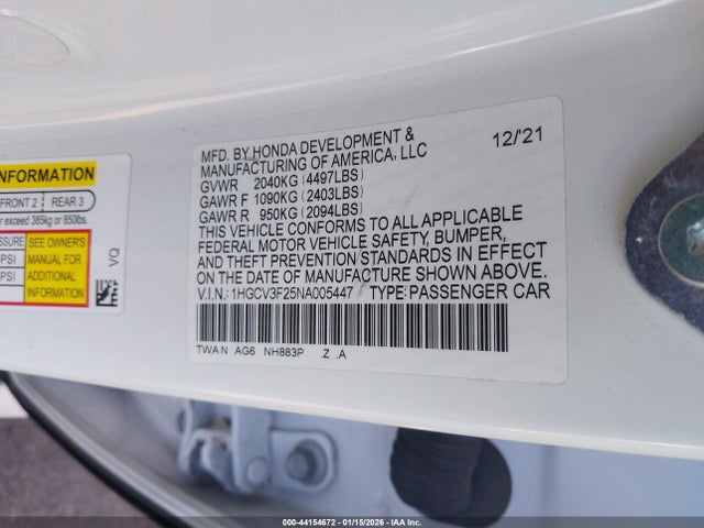 2022 HONDA ACCORD HYBRID 1HGCV3F25NA005447 Photo 8
