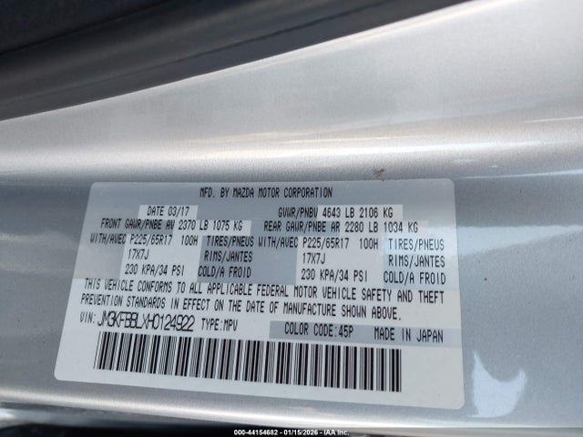 Mazda CX-5 SPORT 2017 JM3KFBBLXH0124922 Image 9