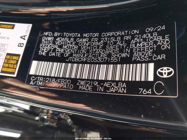 Toyota Corolla Hybrid Le 2025 JTDBCMFE0S3071551 Image 9