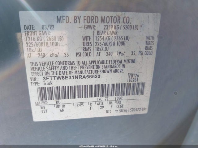 Ford Maverick Lariat 2022 3FTTW8E31NRA56520 Image 9