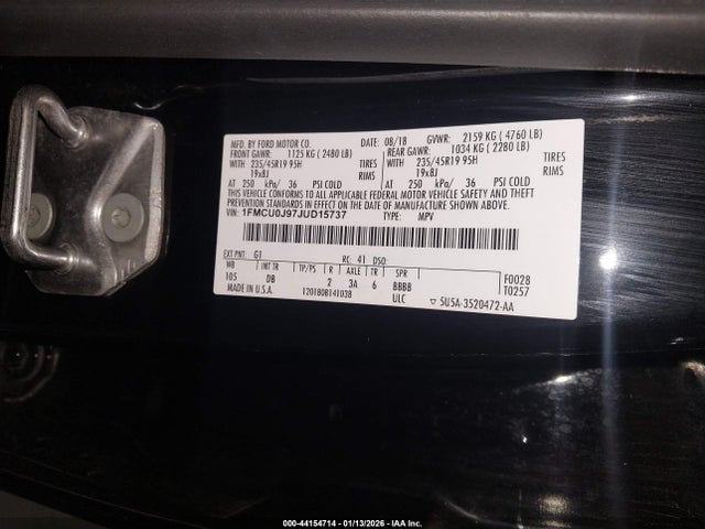 1FMCU0J97JUD15737 Ford Escape Titanium