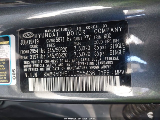 KM8R5DHE1LU055436 Hyundai Palisade Limited