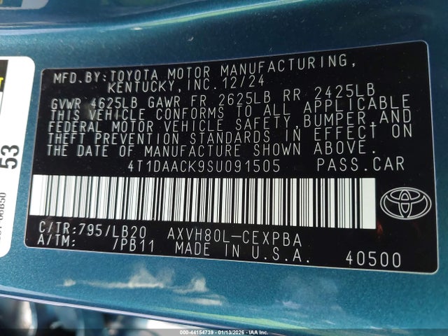 Toyota CAMRY XSE 2025 4T1DAACK9SU091505 Image 9
