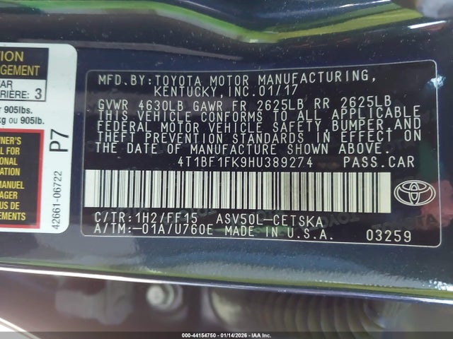 4T1BF1FK9HU389274 Toyota CAMRY SE