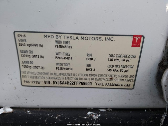 2015 TESLA MODEL S 5YJSA4H22FFP69600 Photo 8