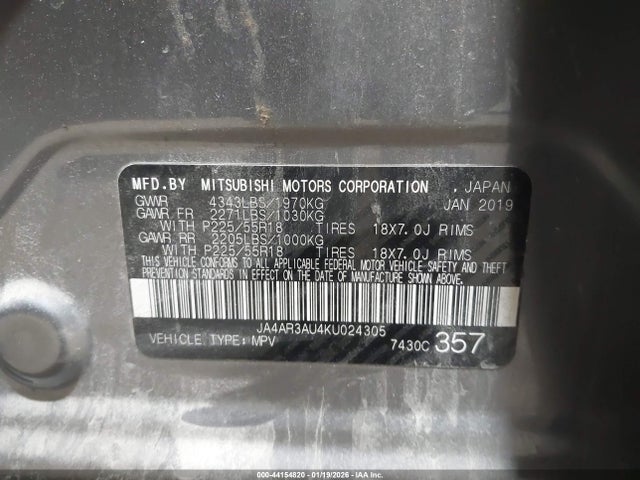 2019 MITSUBISHI OUTLANDER SPORT JA4AR3AU4KU024305 Photo 8