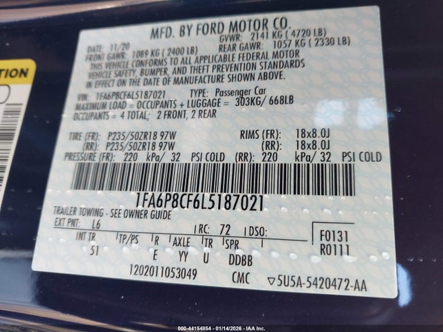 1FA6P8CF6L5187021 Ford Mustang Gt Premium Fastback