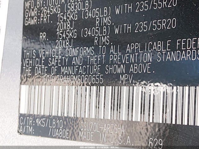 Toyota Highlander Limited 2021 5TDYZRAH0MS060655 Image 9