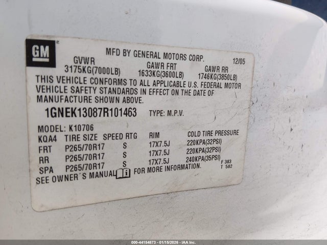 2007 CHEVROLET TAHOE 1GNEK13087R101463 Photo 8