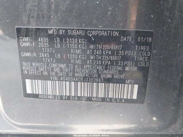 4S4BSAAC5J3303661 Subaru Outback 2.5i