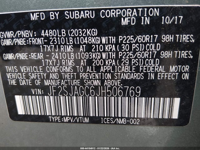 JF2SJAGC6JH506769 Subaru Forester 2.5i Premium