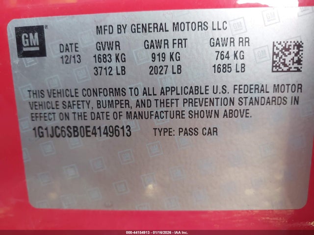 1G1JC6SB0E4149613 Chevrolet Sonic Lt Auto