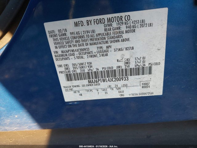 MAJ6P1WL4JC200933 Ford Ecosport Titanium