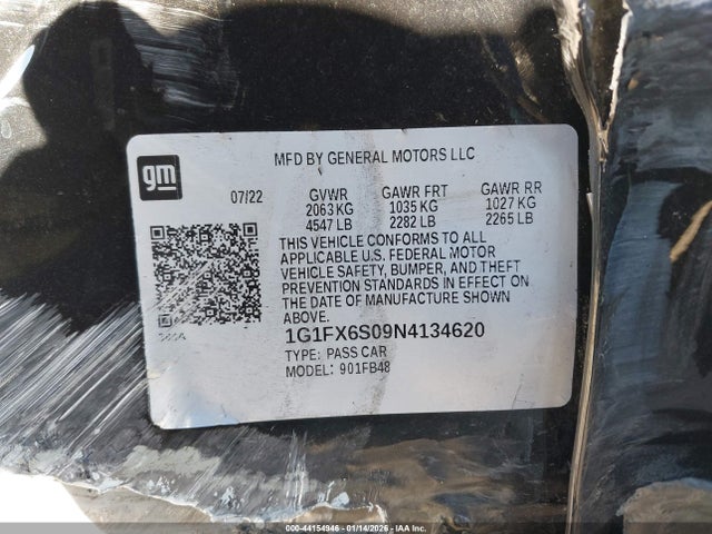 1G1FX6S09N4134620 Chevrolet Bolt Ev Fwd 2lt