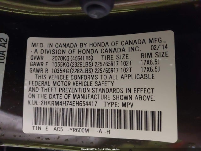 Honda Cr-v Ex-l 2014 2HKRM4H74EH654417 Image 9