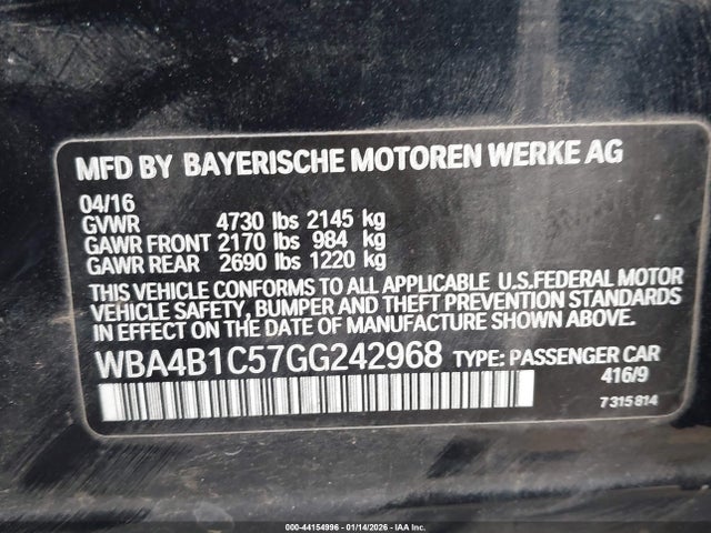 WBA4B1C57GG242968 BMW 435i Gran Coupe