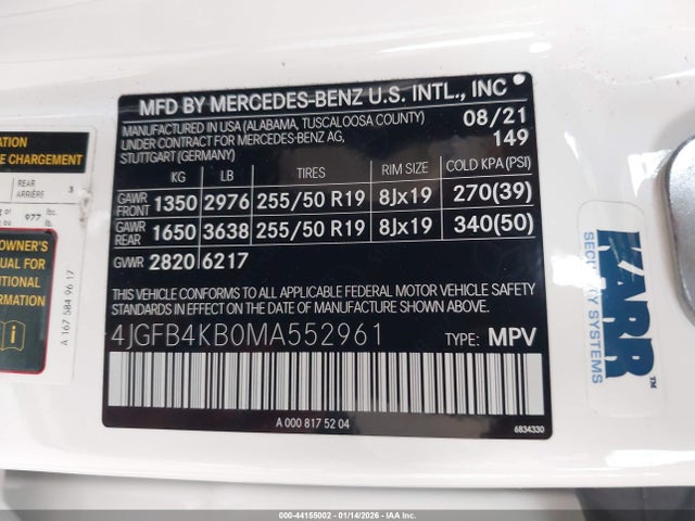 4JGFB4KB0MA552961 Mercedes-Benz Gle 350 4matic