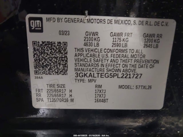 3GKALTEG5PL221727 GMC Terrain Awd Sle