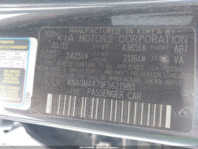 2015 KIA OPTIMA KNAGM4A79F5621980 Photo 8