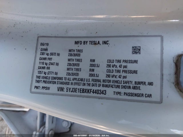 2019 TESLA MODEL 3 5YJ3E1EBXKF440343 Photo 8