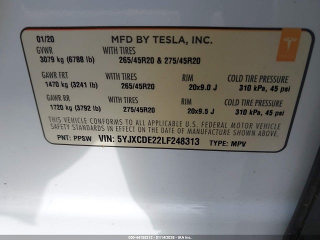 2020 TESLA MODEL X 5YJXCDE22LF248313 Photo 8