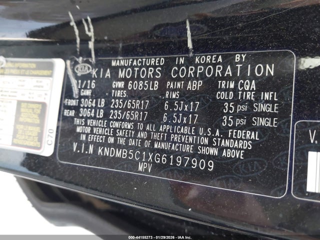 KNDMB5C1XG6197909 KIA SEDONA LX
