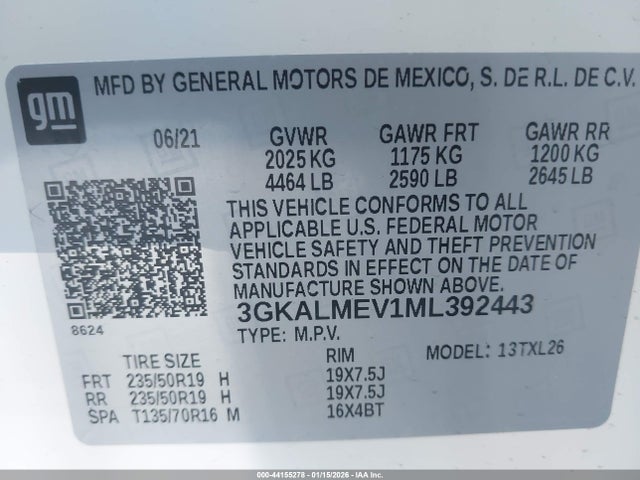 3GKALMEV1ML392443 GMC Terrain Fwd Sle