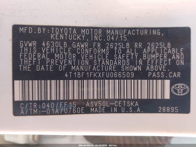 2015 TOYOTA CAMRY 4T1BF1FKXFU066509 Photo 8
