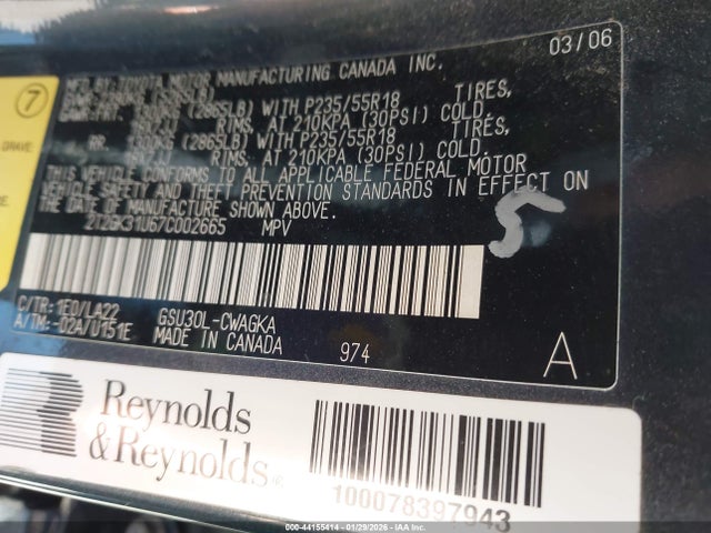 2007 LEXUS RX 350 2T2GK31U67C002665 Photo 8