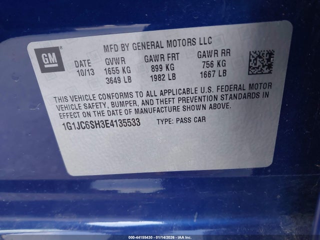 1G1JC6SH3E4135533 Chevrolet Sonic Lt Auto