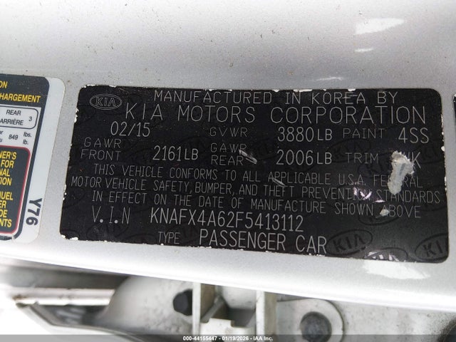 Продажа на аукционе авто 2015 Kia Forte Lx, vin: KNAFX4A62F5413112, номер лота: 44155447