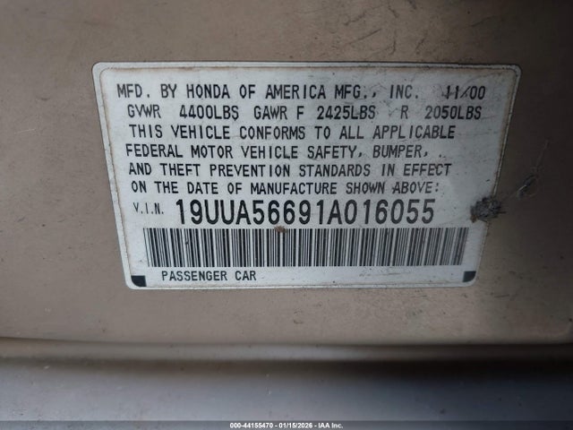 2001 ACURA TL 19UUA56691A016055 Photo 8